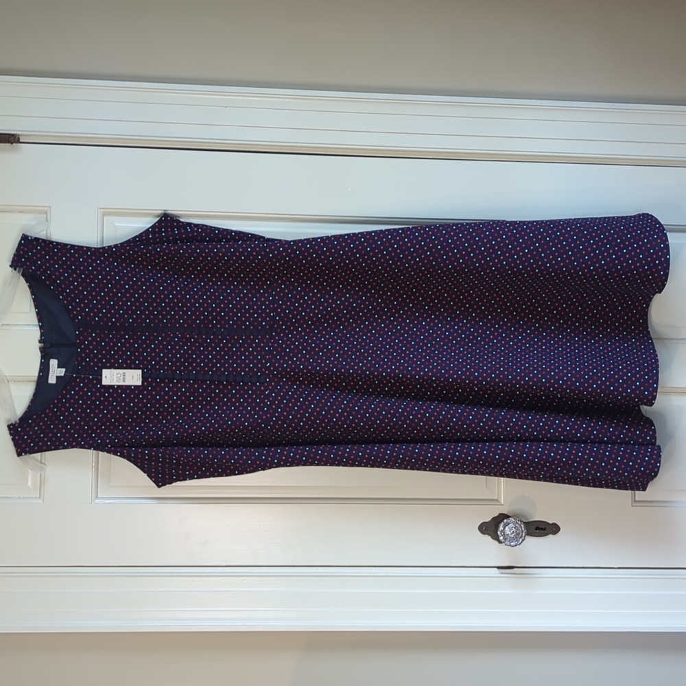 Talbots Spring / Summer Navy Polka Dot Sleeveless Tank Dress - 14W - NWT